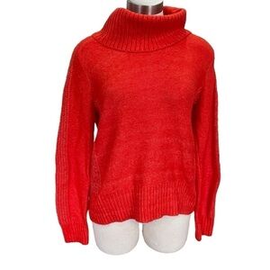 Joie Turtleneck Sweater Orange Garment Dyed Shaker Knit Sz. M